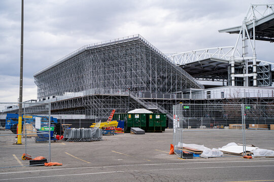 View of stadium stand construction at BMO Field in Toronto. Toronto, Canada - May 1, 2026.