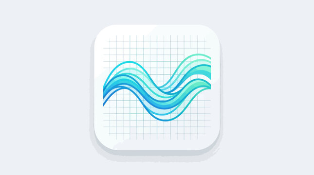Clean digital icon featuring a dynamic blue wavy line graph on a grid. Modern concept for data analysis, business trends, and progress.