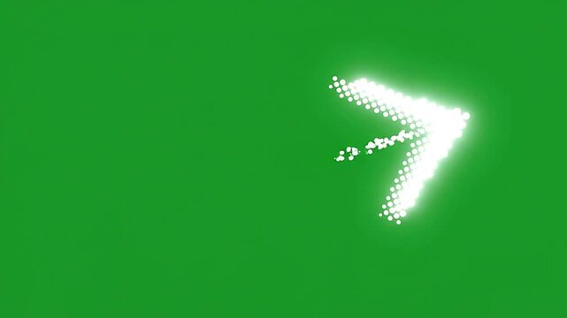 An abstract arrow made of dots pointing to the upper right on a green background