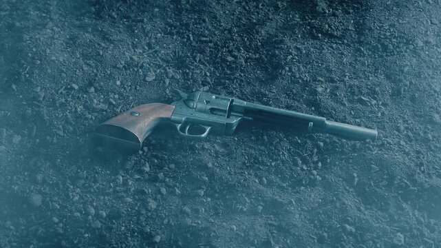 Wild West Gun On The Ground In Smoke