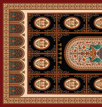 decorative mughal motif Geometric stole dupatta background design 