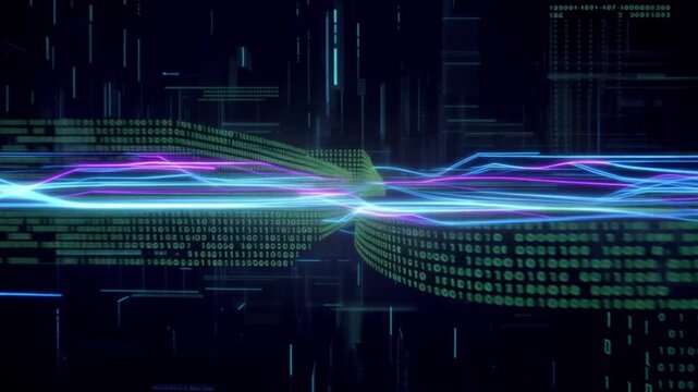A futuristic blue binary code pattern representing digital data and technology 4k tech animation video
