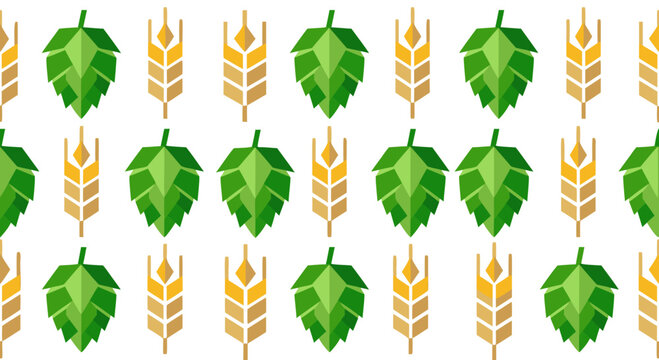 Beer hops and wheat craft brewery pattern