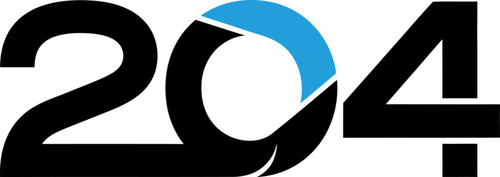 Bold black and blue typography featuring the number 204