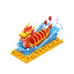 Fototapeta premium Lego chinese dragon boat race a vibrant celebration of tradition and play
