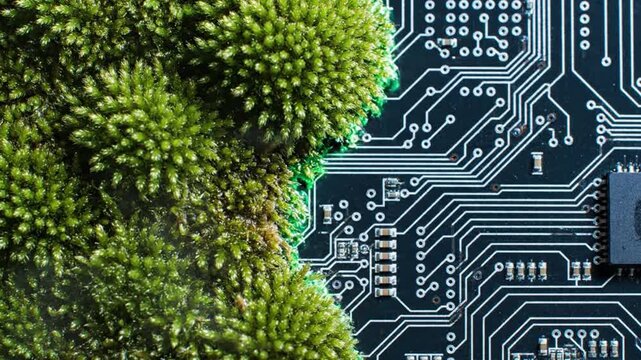 Living Moss Circuit Board, Sustainability Integration Abstract