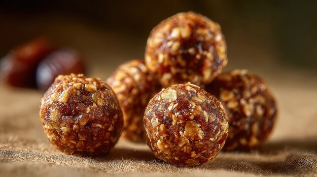 Healthy homemade energy balls with dates and oats