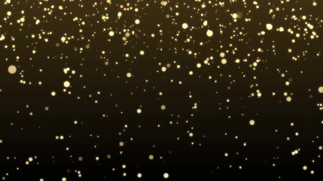 Falling golden glitter particles motion background, Luxury sparkle dust animation, Abstract bokeh light overlay, Celebrate gold sparkle particles rain, Festive glitter overlay seamless loop, 4K Video