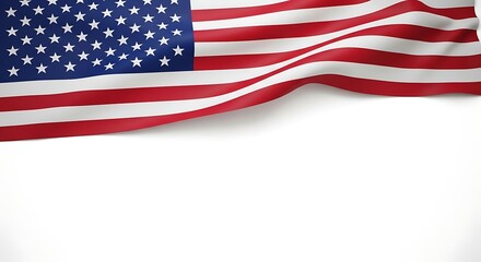 Obraz premium Celebrating flag day 4th of july and independence day a waving american flag on a white background