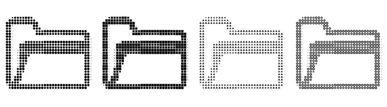 Vintage halftone live folder icons with orange red duotone. Folders and files document storage. Editorial illustration. Classic comic book look. Vintage editorial illustration.