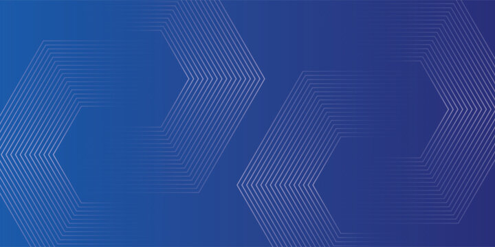 Abstract Blue Gradient Background with Hexagonal Geometric Line Art