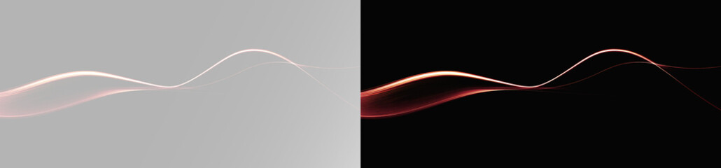 Neon red glowing wave with smooth flowing light trail dynamic curve motion abstract futuristic energy line modern digital background concept © Alehandro
