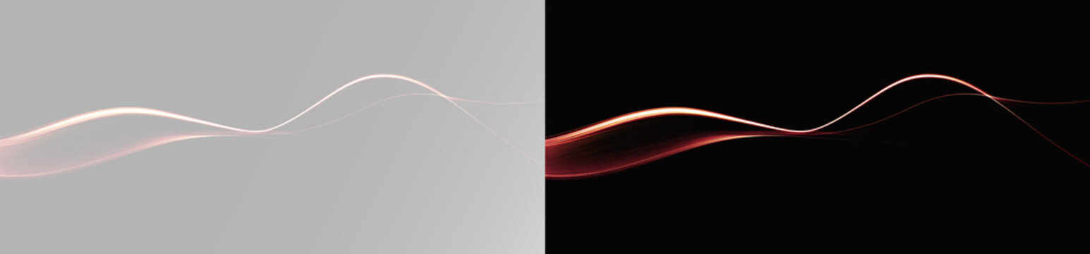 Neon red glowing wave with smooth flowing light trail dynamic curve motion abstract futuristic energy line modern digital background concept