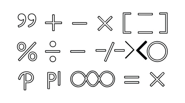 Mathematical Symbols: A curated collection of essential mathematical symbols, meticulously arranged, representing the foundational elements of numerical expression and calculation.