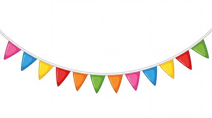 Fototapeta premium Colorful party bunting flags decoration festive banner for celebration cartoon illustration design