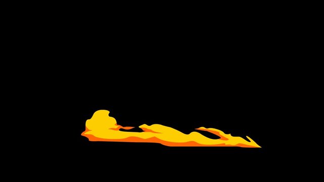 2d animated fire cartoon effect over a black background.