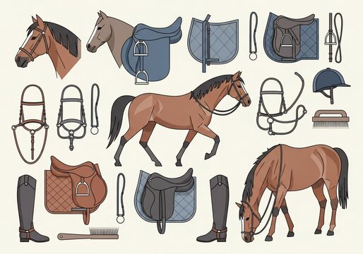 Equestrian Equipment and Horses - A Comprehensive Collection of Riding Gear.
