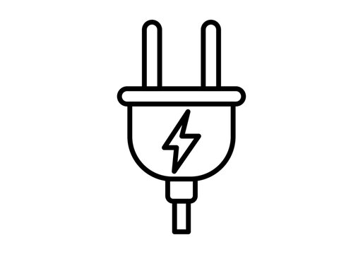 
Icono de enchufe el&eacute;ctrico con s&iacute;mbolo de rayo en estilo lineal