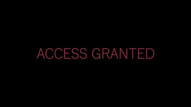 Animated red access granted button for digital interface, software success, and approval notification.