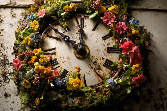 flowers on the clock