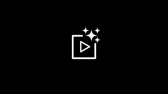 Play button, video play icon animation isolated on black background