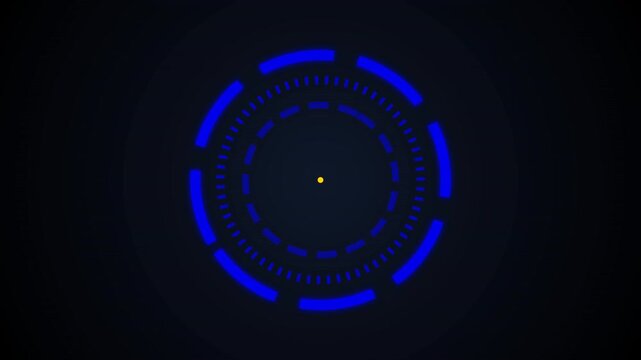 Futuristic Circular HUD Interface with Neon Green Elements in a Dynamic Motion Video Animation