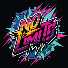 Fototapeta premium text in vibrant 80s synthwave style with geometric explosions.
