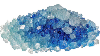 Fototapeta premium Pile of blue and aqua colored rock salt crystals, isolated on transparent background
