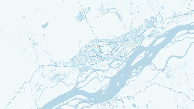 Modern minimalist vector map of Yakutsk, Russia. High-quality scalable illustration of Yakutsk city grid, Lena River, and Sakha Republic layout for posters and urban design.