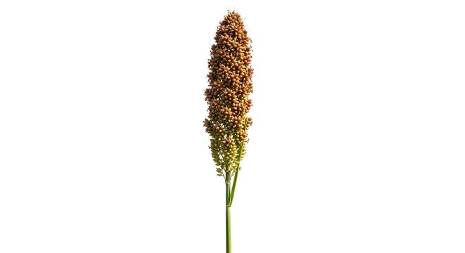 A close-up shot of a sorghum plant with a detailed view