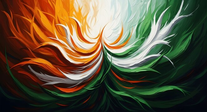 Vibrant independence day of india abstract art celebrating freedom and national pride with tricolor waves