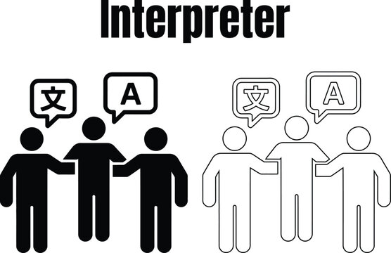 Interpreter translating between two languages in conversation