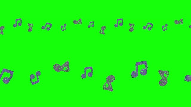 ひび割れた音符が流れるアニメーション