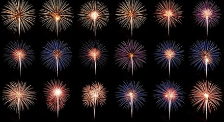 Fototapeta premium Spectacular fireworks display for flag day 4th of july and independence day celebrations