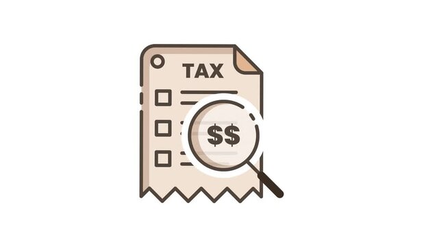 Animated Tax Filing Analysis and Audit Report Concept Illustration on White and Green Background