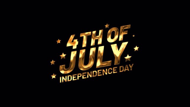 4th of july independence day celebration in golden text, ideal for patriotic holiday designs, social media posts, and festive promotions.