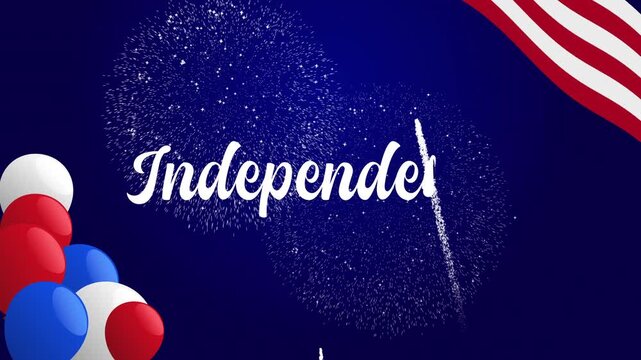 Independence day america fireworks and balloons celebrate freedom in a grand display. Suitable for patriotic celebrations, fourth of july promotions.