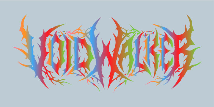 Chaotic 'voidwalker' text logo in spiky font style with voidwalker typography colorful abstract