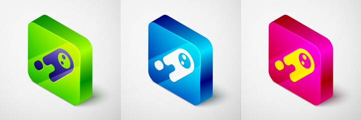 Isometric Comet falling down fast icon isolated on grey background. Square button. Vector © vector_v