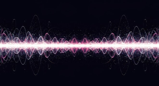 Dynamic digital visualization showing repeating abstract waveforms and energetic data flows in a futuristic technological environment, information, oscillation, visualization