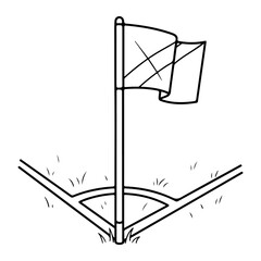 Soccer Corner Flag on Football Pitch Field Corner Line Art Illustration Coloring Page Vector © MDShajedur