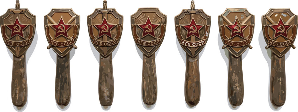 Vintage Soviet Military Medals Featuring Red Star Emblem for Historical and Collectible Illustrations