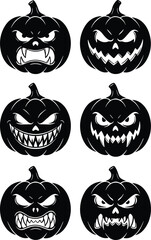 Obraz premium Creepy Halloween Pumpkin Faces Collection for Horror Sticker T Shirt and Spooky Design