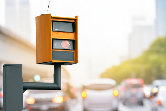 City speed camera monitoring road traffic
