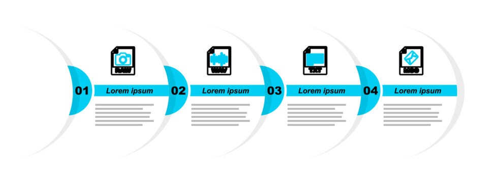 Set line MSG file document, TXT, WAV and RAW icon. Vector