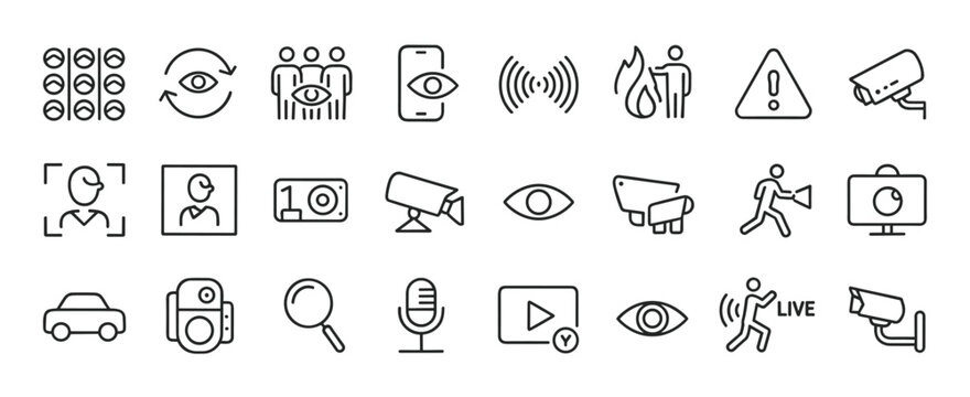 Collection of security and surveillance including cameras eyes and people cctv