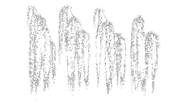 Set of hanging ivy or vine silhouettes depicted in artistic hand drawn ink pen strokes.