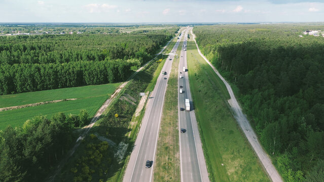 Highway view from above in summer