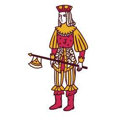 Obraz premium Cartoon illustration of a king holding a sword