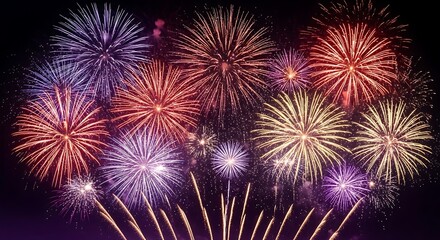 Fototapeta premium Spectacular fireworks display celebrating flag day 4th of july and independence day in the night sky